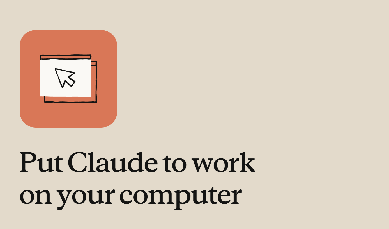 Claude Computer Use hero showing an AI assistant working across desktop apps with user-controlled permissions